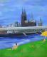 KÃ¶lner Sommer - Michael VÃ¶llings - Acryl auf Leinwand - Landschaft-Sommer-Wiese-Stadtansichten - GegenstÃ¤ndlich