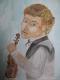 Mann mit Geige - Salzblatt Annette Schaefer - Aquarell auf  - Portrait - 