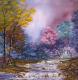 Purpur Fluss - Jacqueline Scheib - Ãl auf Leinwand - Fantastisch-Garten-Himmel-FluÃ-Wald-Wiese-Wolken-Harmonie-Jahreszeiten - 