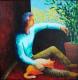 Mann mit Katze - Peter Traxler - Acryl auf Leinwand -  - 