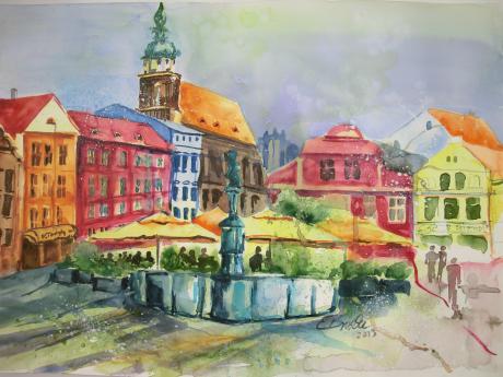 Cottbus Marktplatz - Evelyn Brosche - Array auf  - Array - 