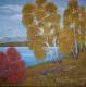 Birken im Herbst - Andreas Merk - Acryl auf Leinwand - Berge-Himmel-See-Wald-Wolken-Herbst - 