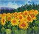 Sonnenblumen bei Horheim - Josef Heinzler - Thomas Knab - Ãl auf Leinwand - Reisen-Sonnenblumen-Wald-Wiese-Sommer - Impressionismus