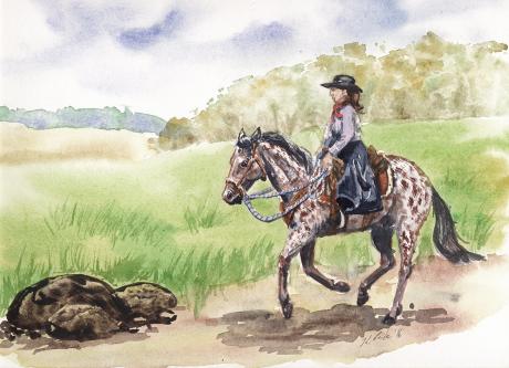 Cowgirl mit Appaloosa - Karin Liste - Array auf  - Array - 